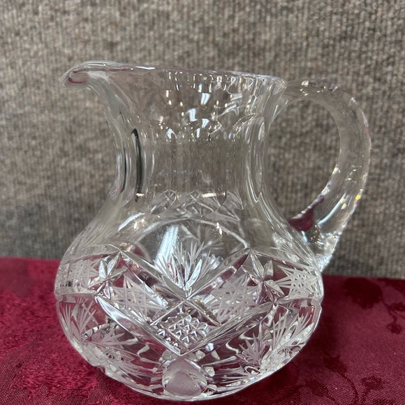 unmarked Other - Vintage Lead Crystal Heavy Juice Milk Cocktail Pitcher Hand-Cut 5" Tall Perfect